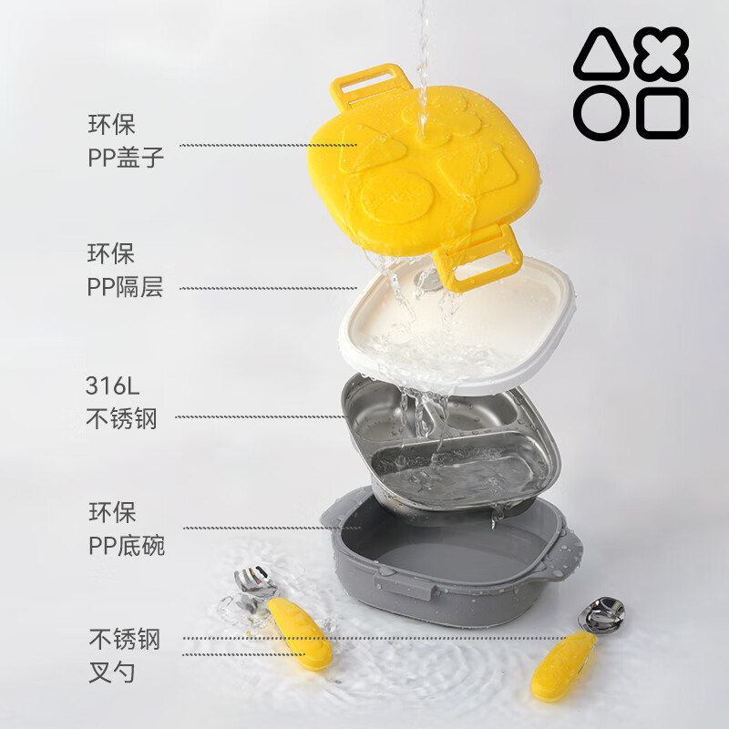 Octoto赤ちゃんステンレス製弁当箱セット子供外出携帯補助食器多層分格食器セット|undefined