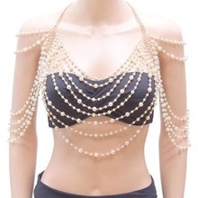 链珍珠项链女性优雅的肩链流苏个性珍珠环绕身体链