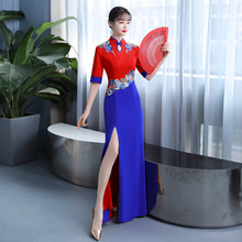 旗袍2022年新款春季女改良中国风显瘦走秀鱼尾演出服宴会晚装