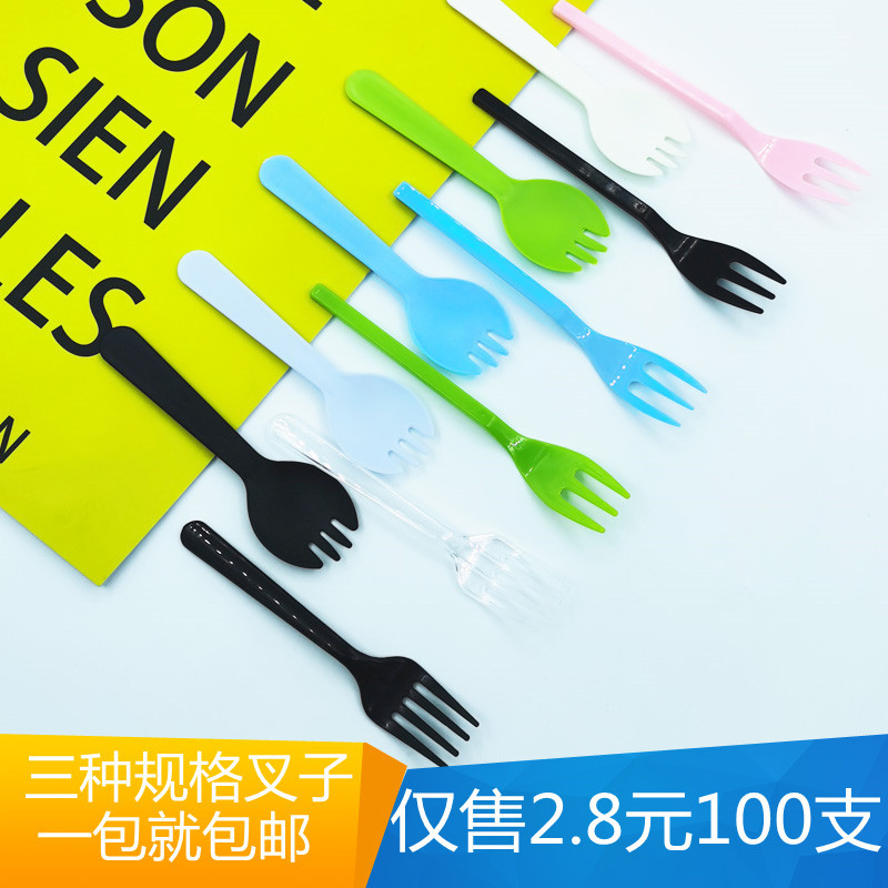 plastic transparent black dessert fork