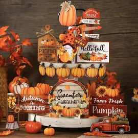跨境2025新品秋季感恩节木质摆件南瓜枫叶汽车梯子家居派对装饰木