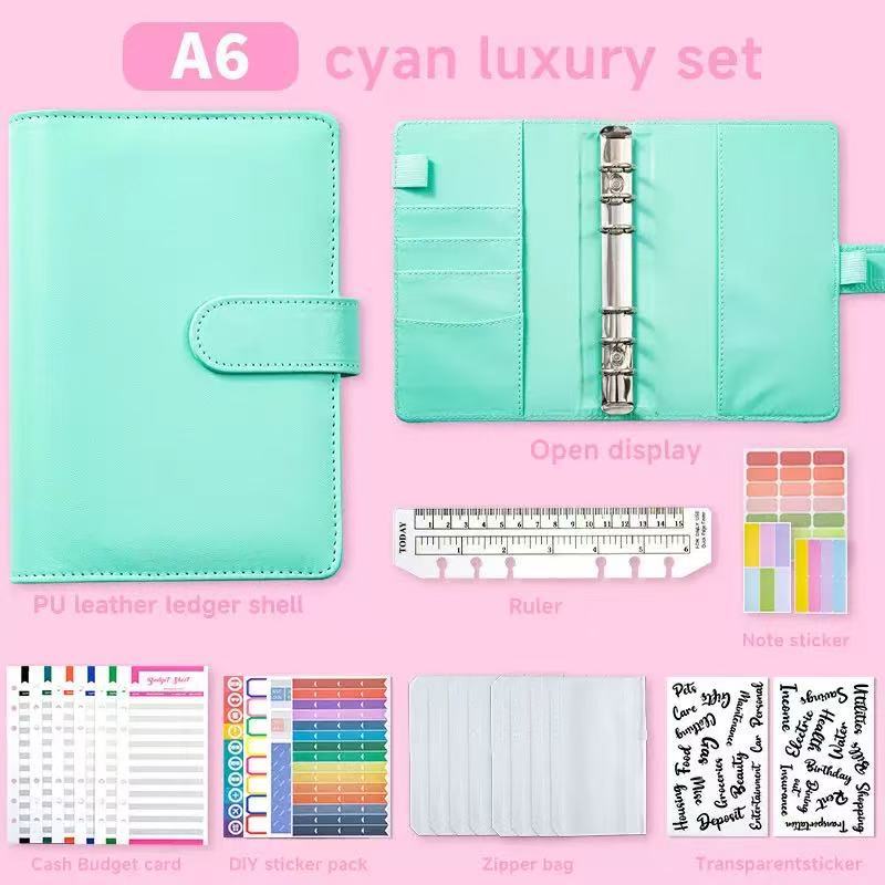 (럭셔리 선물팩 - 레이크블루) 예산표 12개 + 지퍼백 8개 + 워드스티커 2개 + 스티커 6개 + 자 1개