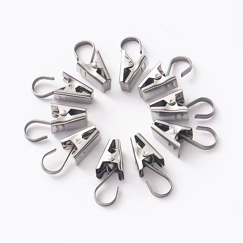 Curtain clip hook 430 stainless steel thickened flat hook curtain buckle accessories strong load-bearing shower curtain clip opening