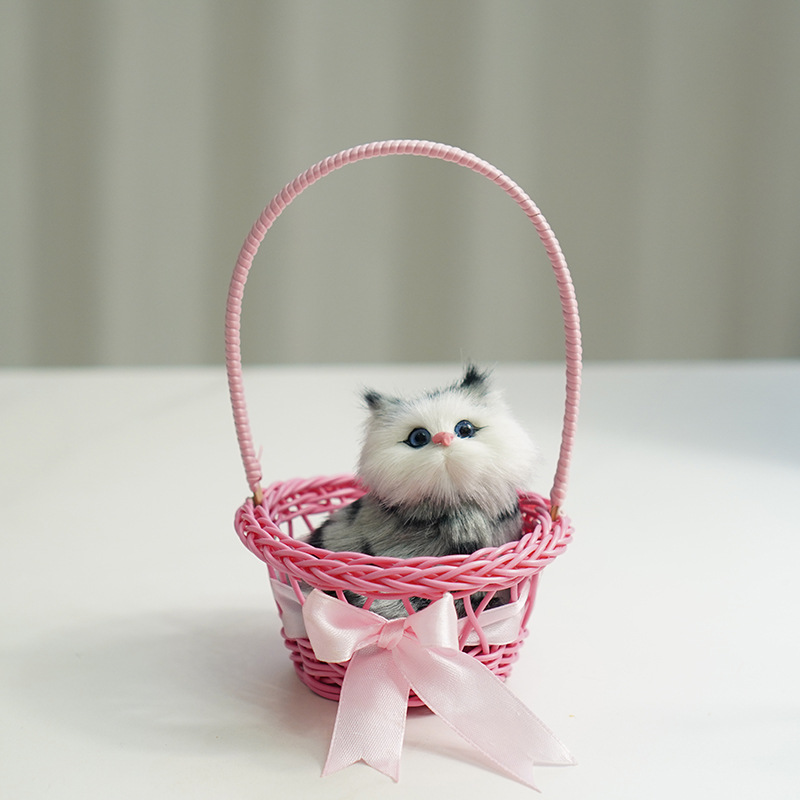 높은 바구니 (핑크) + 파란색과 흰색 쪼그리고 고양이 짖을 수 있습니다