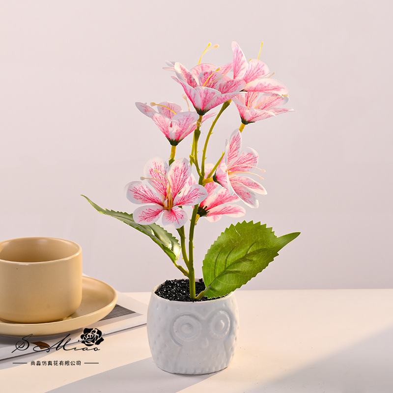 9 cabezas de serigrafía pequeña magnolia bonsai flor de simulación creativa decoración de estudio fotográfico para el hogar decoración planta verde artificial simulación en maceta image 10