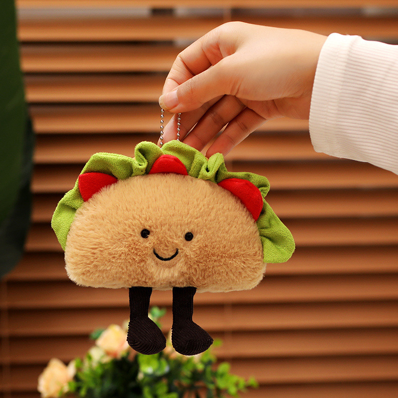 Muñecas de hamburguesas juguetes de peluche taco sándwich juguetes de peluche muñecas pequeños colgantes muñecas de tela agarrar muñecas accesorios de fotografía