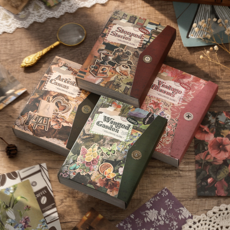 Xinmo, the "Poetry of All Things" series, material book 2.0, retro and artistic journal, DIY decorative sticker book Xinmo, the "Poetry of All Things" series, material book 2.0, retro and artistic journal, DIY decorative sticker book