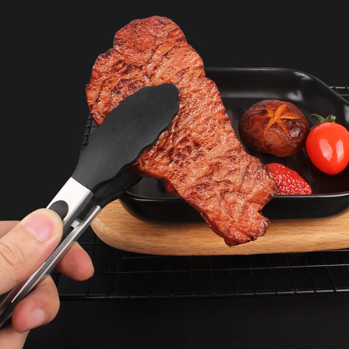 7-inch silicone food tongs, kitchen tongs, food tongs, BBQ steak tongs, baking bread tongs