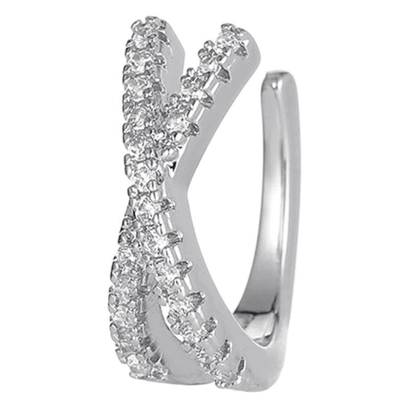 Личность минималистичный ухо зажим мода геометрический циркон без ушей серьги темперамент холодный ветер x крест ушей зажим девушка