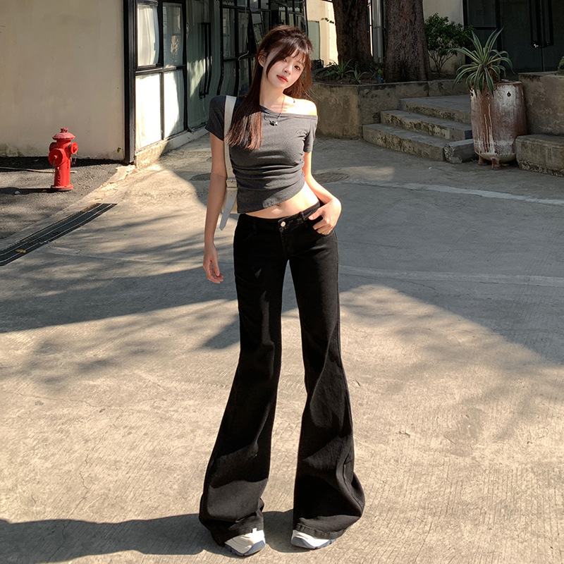 Spice Girls American-style Low-waist Micro-blared Jeans Women's 2025 Spring and Autumn New Slim-fit All-match Stretch Straight Trousers