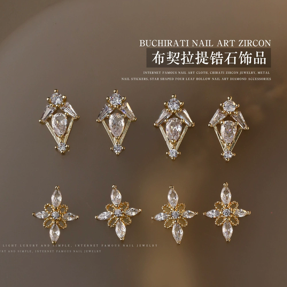 Модные аксессуары для дизайна ногтей Bvlgari, роскошные украшения для ногтей с полыми цирконами в дворцовом стиле, украшенные бриллиантами