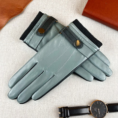 Leather gloves for men, winter lined, extra thick, warm, touch screen, driving, cycling, windproof, coldproof, business stylish