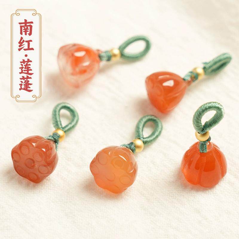 Natural Agate Lotus Seed Pod Beads Small Pendant Crystal Women's Bracelet Jewelry DIY Small Accessory
