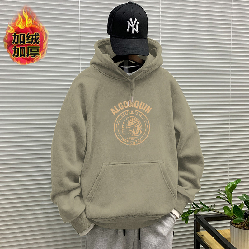 Primavera y otoño pesado suéter con capucha de los hombres marca moda invierno Top HOODIE más terciopelo abrigo americano pareja pullover