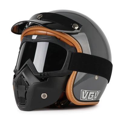 Motosiklet dəbilqələri – Universal Safety Helmet for Men - m-cement-gray-goggle-mask-free-hat-brim-face-towel
