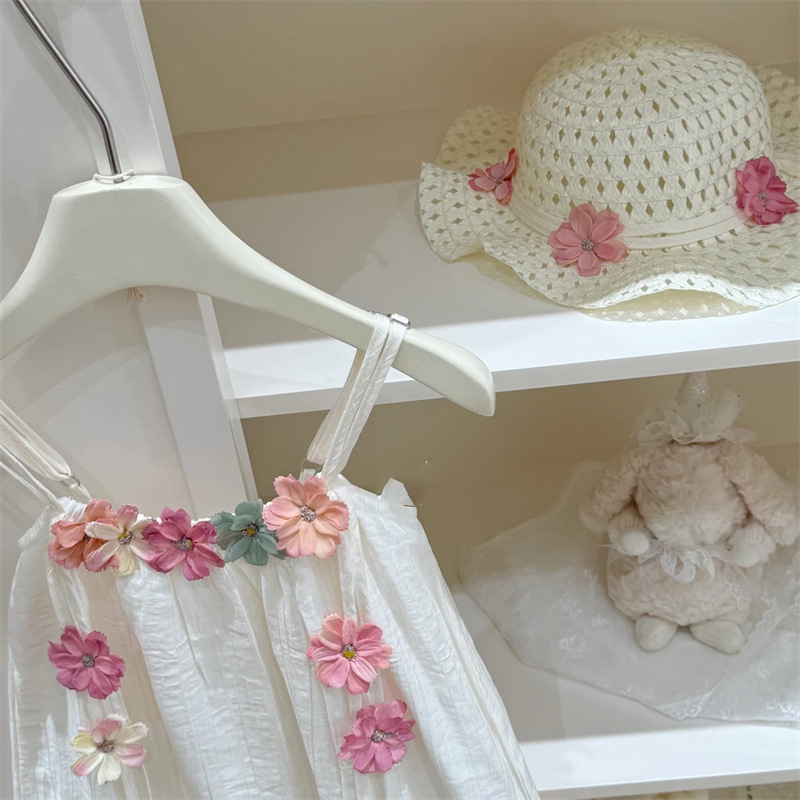 [Qichibaby] vacaciones románticas viento2025 niñas flores vestidos de cinturón vestido de princesa de estilo occidental