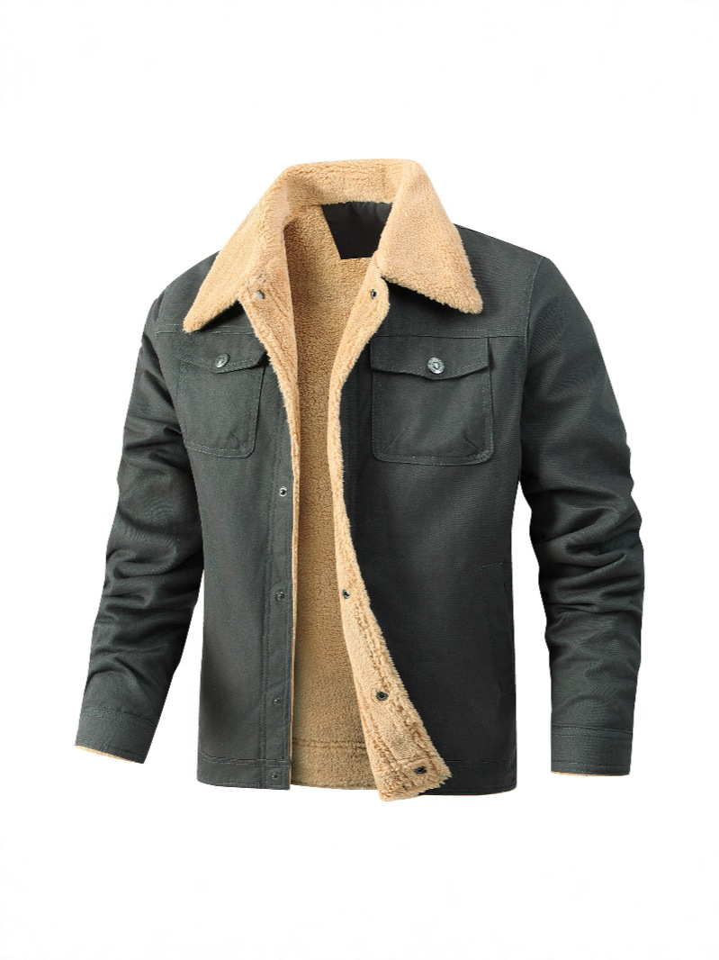 Otoño e invierno casual en stock bolsillo de costura lateral juvenil de un solo pecho en forma de algodón forrado de lana de color sólido chaqueta de los hombres de entrega