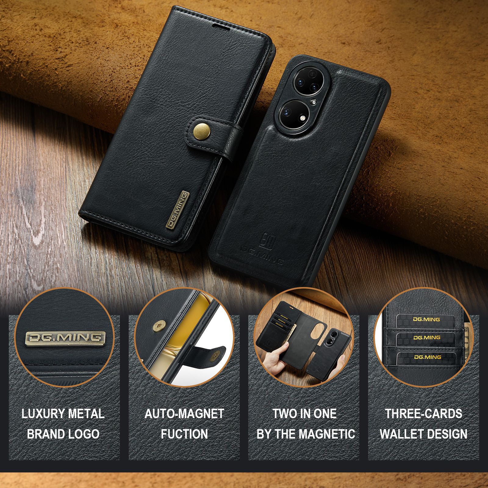 Magnetische Handyhülle Aus Leder Für Huawei P50 Und P50 Pro_voghion.com