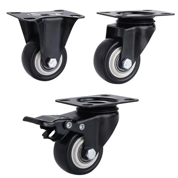 1.5 2inch Gold Diamond Black Industrial Caster Flat Bottom Fixed Direction Rolling Wheel Universal Wheel