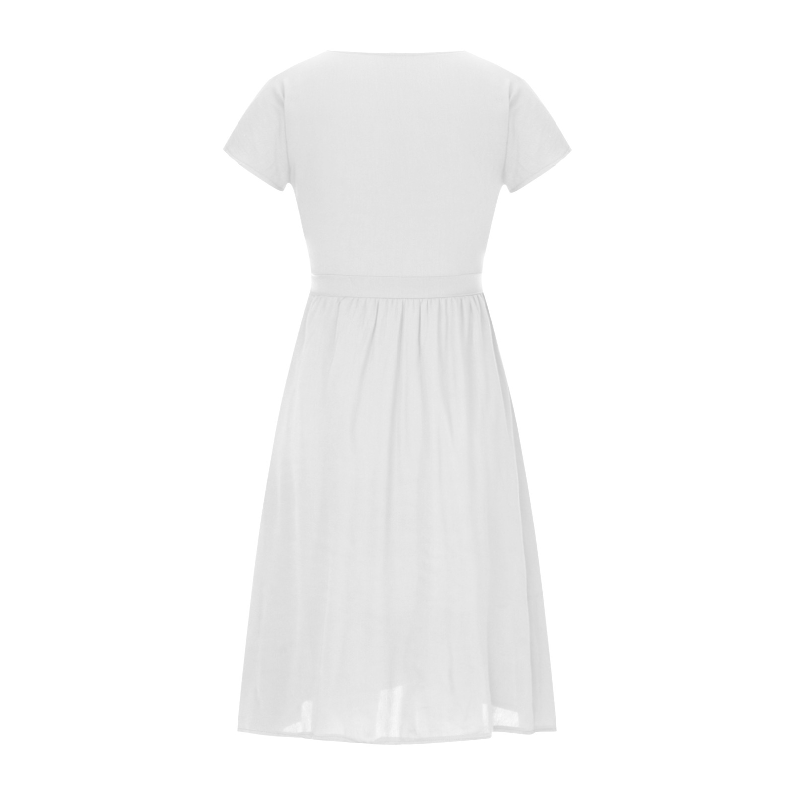 Summer Double Layer Tulle Solid Color Dress Women Deep V Plunge Short Sleeve Waist Controlled Maxi Dress