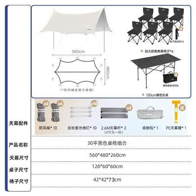 Avtomobil yan çətirləri — with professional sun protection silver-coated - 30-square-metersoctagonal-black-table-and-chair-combination-default