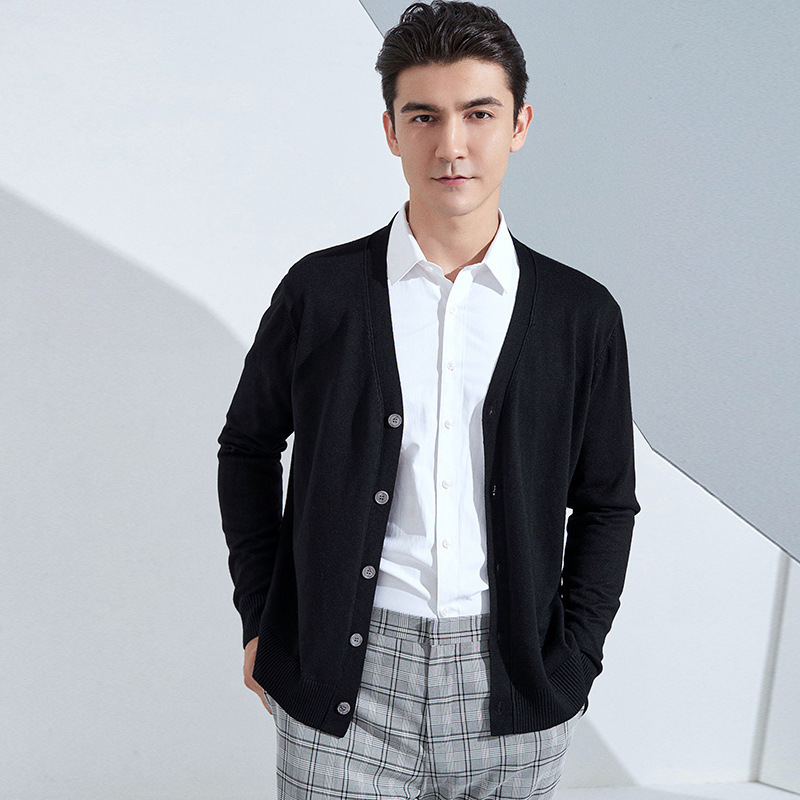 Middle-aged and elderly cardigan long-sleeved sweater middle-aged men's autumn undershirt Grandpa's top autumn and winter dad's undershirt