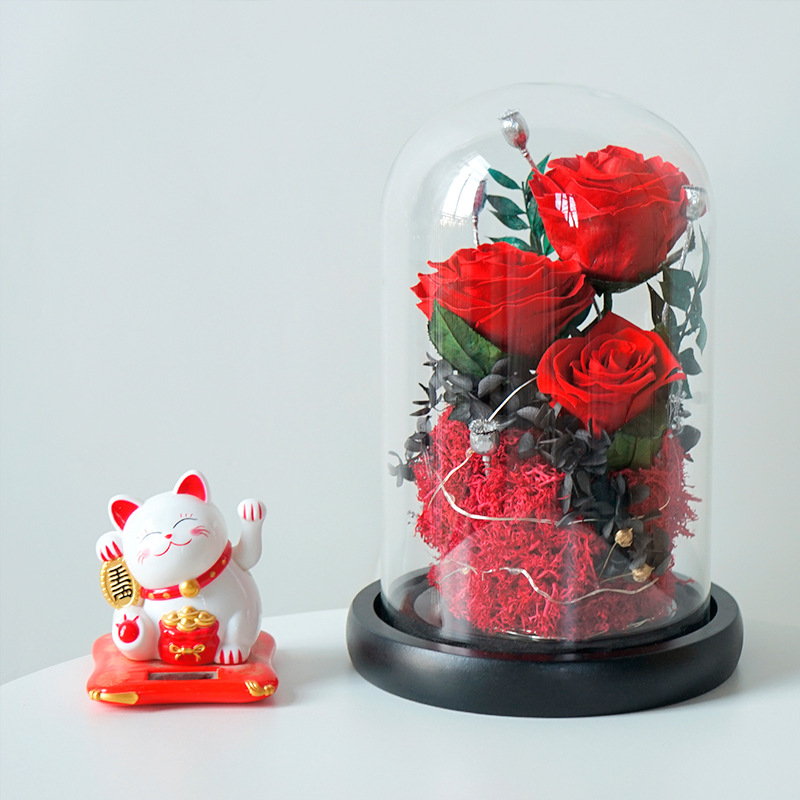 Yunnan Yongsheng flor paisaje cubierta de cristal Rosa fresca decoración Qixi regalo para novia comercio exterior