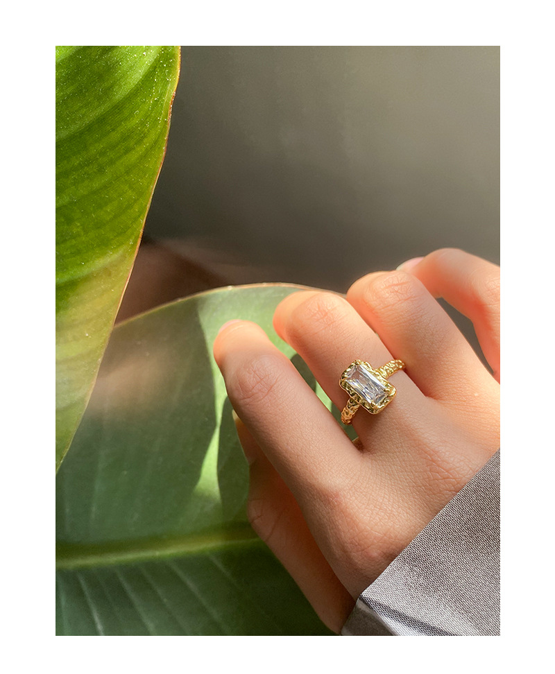 Luxurious Geometric Silver Plating Zircon Open Ring