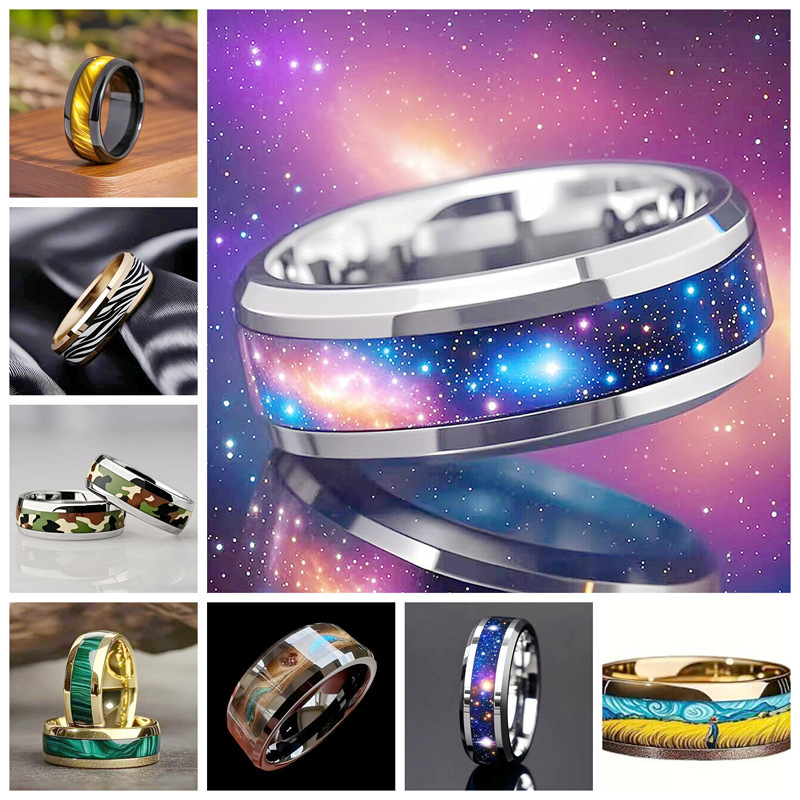 New Product 3D Design Oil Dripping Titanium Steel Ring for Men, High-End Fashion Couple Ring, E-Commerce Supply, Hand Jewelry Wholesale