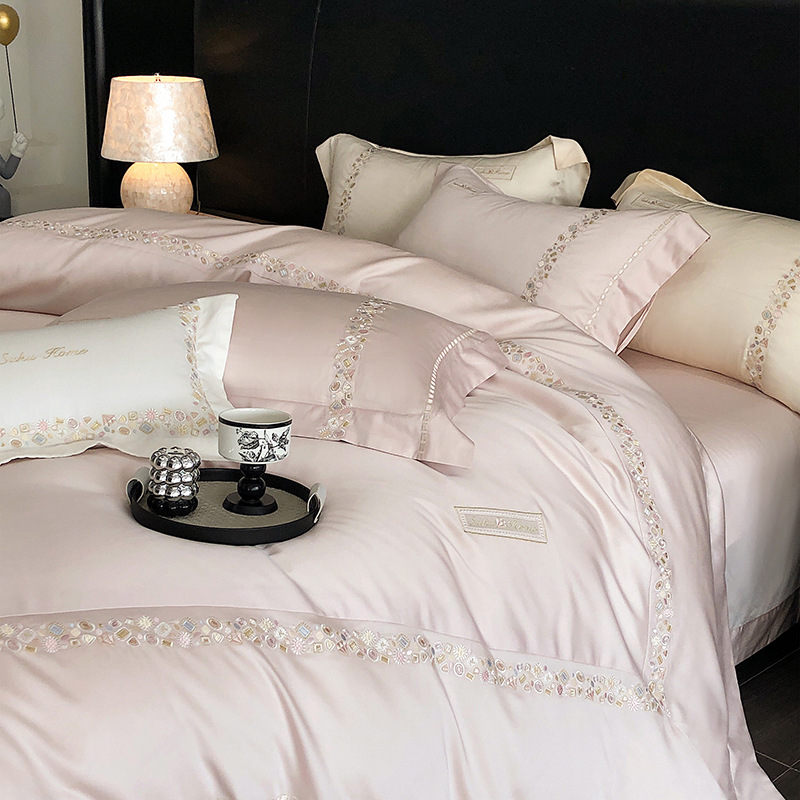 高品质全棉100S舒适长绒棉四件套纯棉加厚婚庆被套床上用品4件套