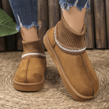 名族风毛线筒加绒保暖雪地靴女2025秋冬新款厚底增高棉鞋