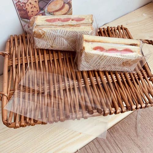Sandwich packaging bag, thick-cut hot-pressed stall bakery, food-grade transparent bread toast bag, sandwich packaging bag