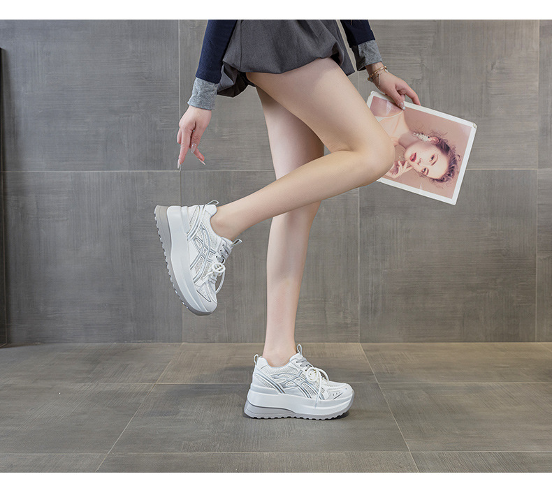 Giày sneaker nữ đế dày phong cách cổ điển, tăng chiều cao, thoải mái — Vàng 5053, Xám 5053, Tím 5053 chi tiết 10