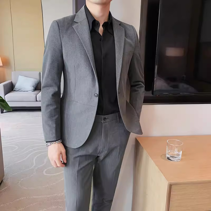 男士新款商务休闲西服潮流时尚修身小西装便服单西外套X198