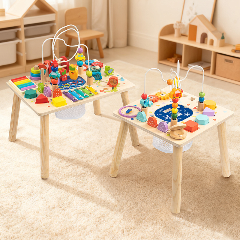 Children's Montessori Multifunctional Busy Table Game Fishing Bead-Twisting Hand-Eye Coordination Training Educational Early Education Wooden Toy Children's Montessori Multifunctional Busy Table Game Fishing Bead-Twisting Hand-Eye Coordination Training Educational Early Education Wooden Toy