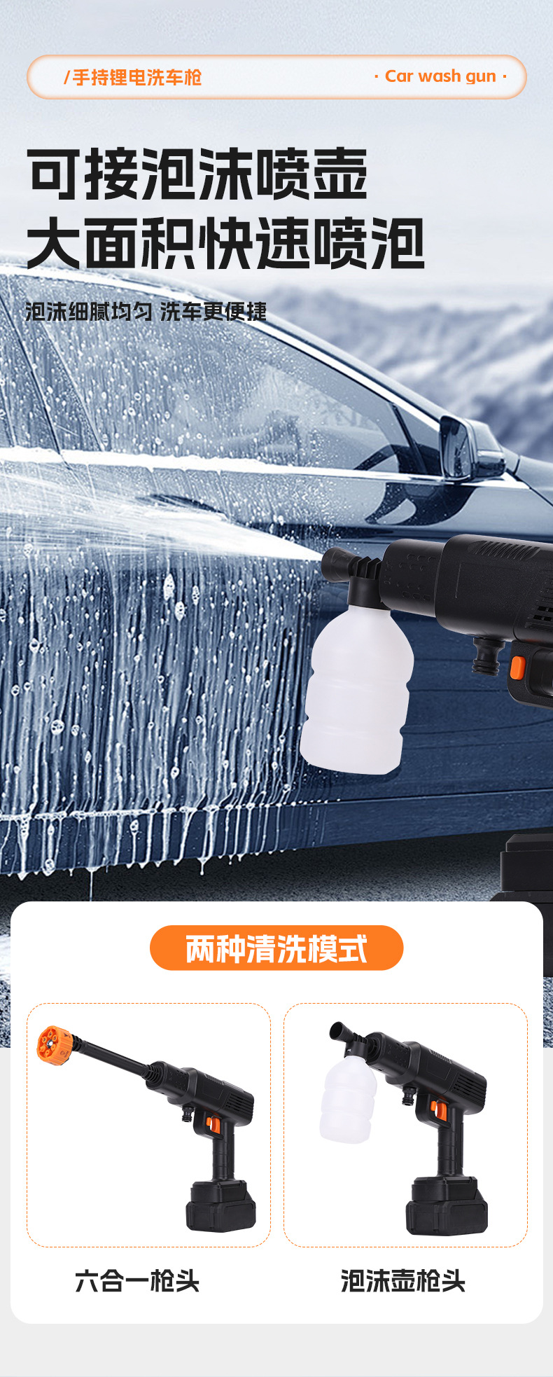 Cross-Border Wireless Lithium Battery High-Pressure Water Gun Household Portable Car Wash Artifact Multi-Functional Car Wash Water Machine Car Water Gun