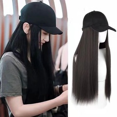 Wig hat one-piece women's peaked cap long straight hair chemical fiber new wig hat European and American foreign trade cross-border wholesale