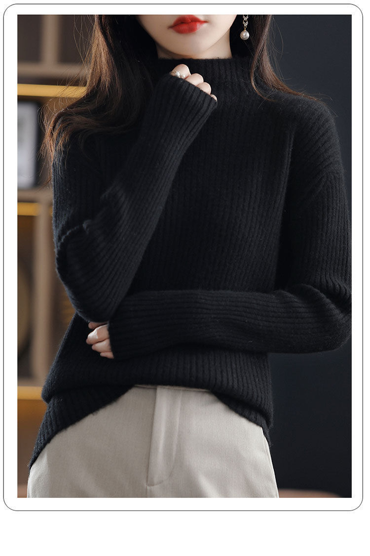 迷人半高领毛衣打底衫优雅纯色显瘦内搭针织衫新款套头保暖毛衣厚