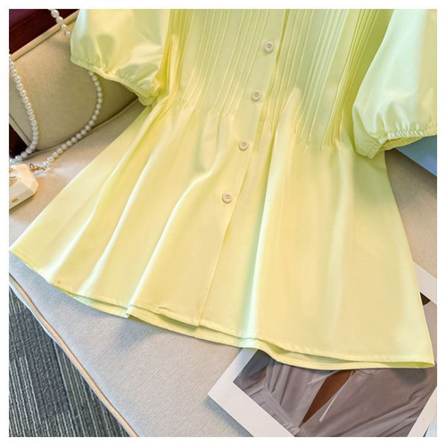 Designer Short-Sleeve Top with French Charming Gentle Style, Puffed Sleeves for Plus Size Women - Summer Fashion