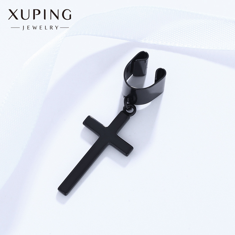 Xuping joyería clip de oreja cruzada sin perforada clip de hueso de la oreja de alta calidad pendientes de mercado negro de estilo frío europeo y americano al por mayor