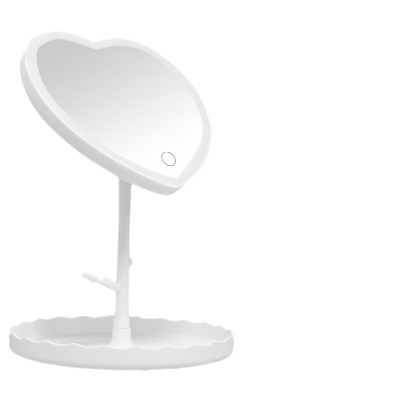 Espejo de maquillaje de escritorio Luz LED Espejo de belleza de escritorio Espejo de relleno de ajuste de tres colores Espejo de luz creativa de carga inteligente