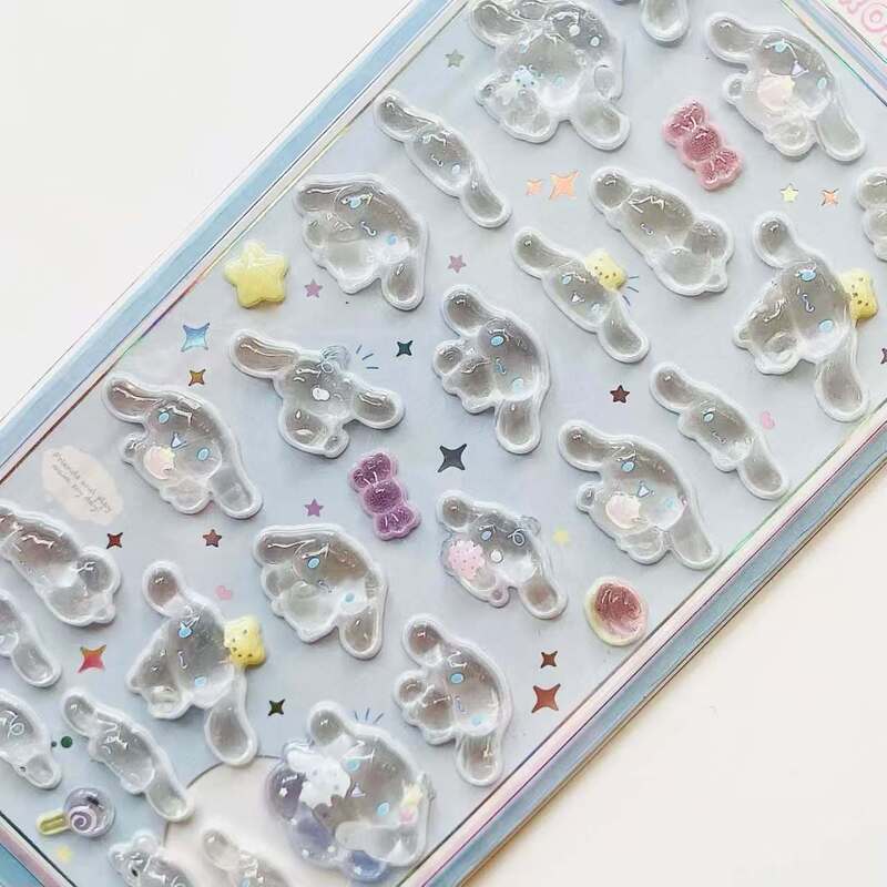可爱水晶滴胶浮雕KT猫装饰贴纸三丽鸥手机网红同款节日礼物闪亮贴|undefined