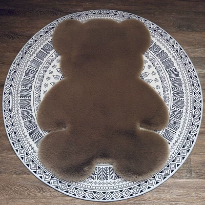 Car Carpet – Cute Bear Carpet Plush Decorative - dark-brown-4560cm-bear