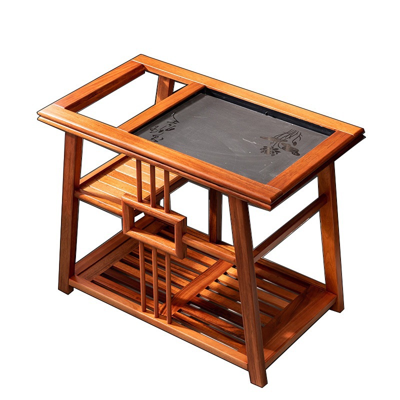 Carro de té de palo de rosa madera maciza ruedas móvil mesa de té hogar wujinshi mesa de té bandeja gabinete de té grande mesa de té de Kung Fu