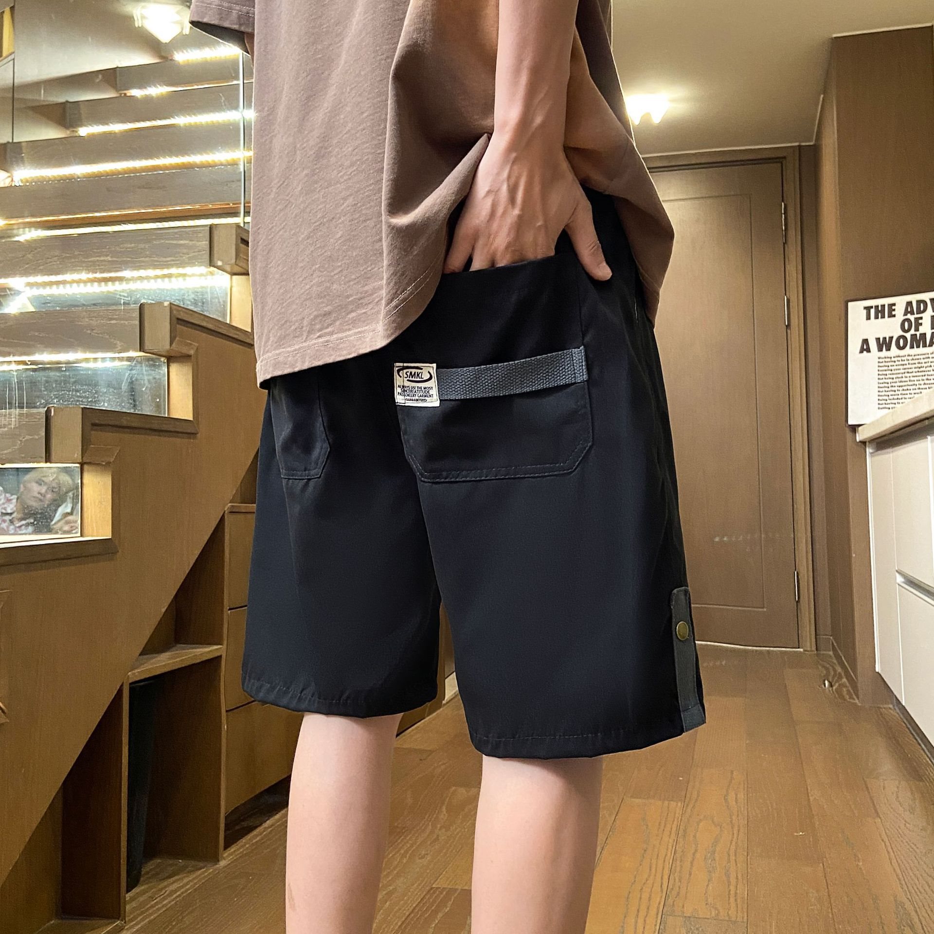 Japanese Retro Work Shorts Men Thin Loose Straight Trendy Versatile Multi-Pocket Functional Sports Knee-Length Shorts
