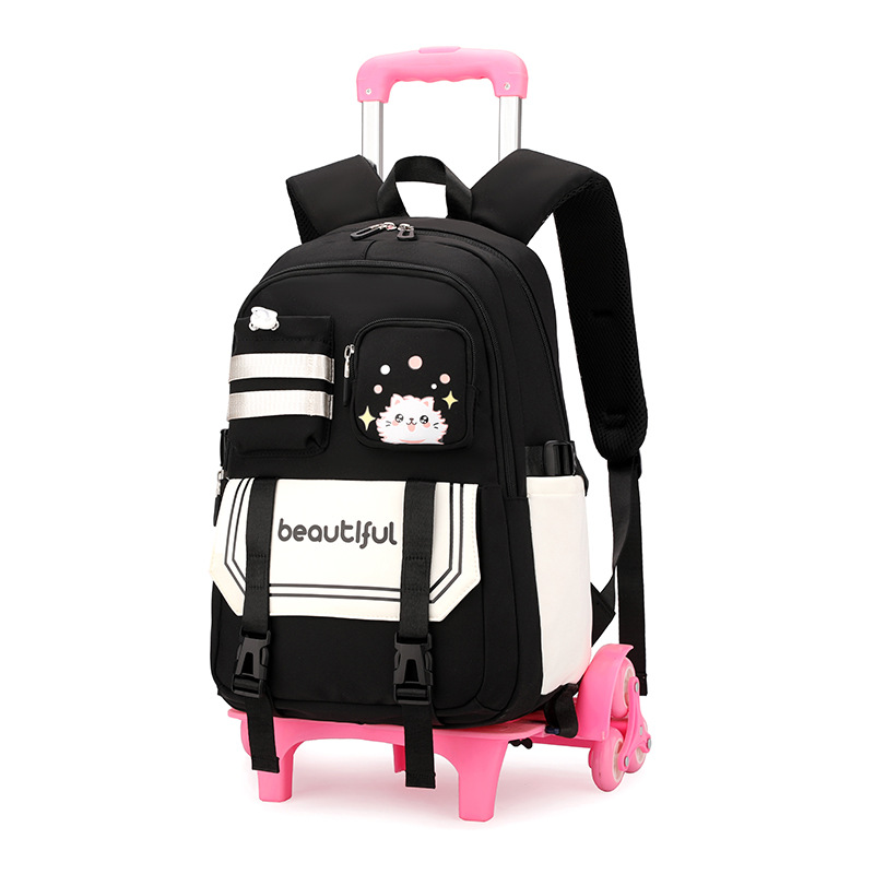 Los fabricantes venden al por mayor las mochilas escolares de trolley para estudiantes de secundaria y secundaria, mochilas de trolley de gran capacidad, bolsas de viaje con ruedas grandes transfronterizas
