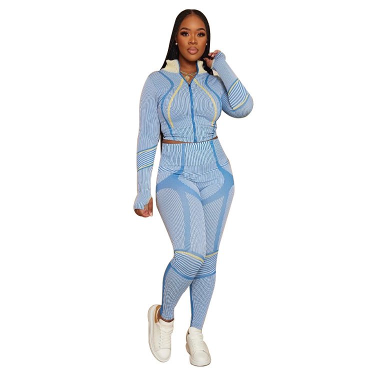 315g Weight Long Sleeve Sleeve Length Spandex, Polyester Fabric Type Pant Co-ord Set Sets Type 2 Pieces Set Quantity Sports Occasion Standing Collar Neckline Sports Function Skinny Fit Type Geometric Pattern Autumn Season Women's Gender Sports Style Sports Women's Sports Geometric Spandex Polyester Pant Co-ord Set Pants Sets 17