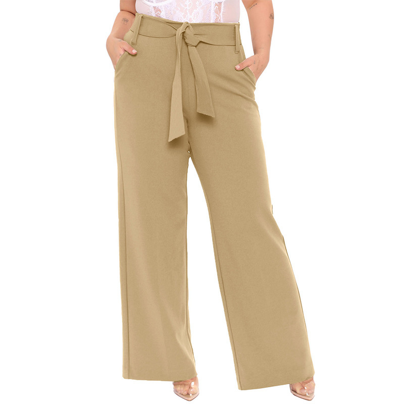 Moda cinturón de moda pantalones de piernas anchas damas primavera y otoño nuevo color sólido pantalones largos largos relajados ociosos para mujeres image 6