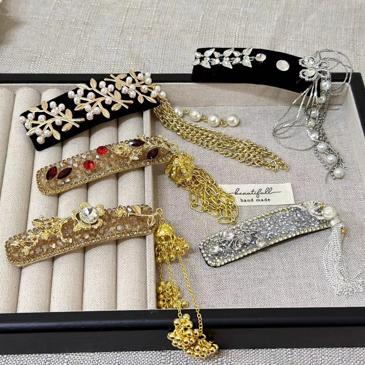 超閃彩鑽水晶民族風水鑽風鈴流蘇髮夾精緻復古側邊發邊夾髮飾批發