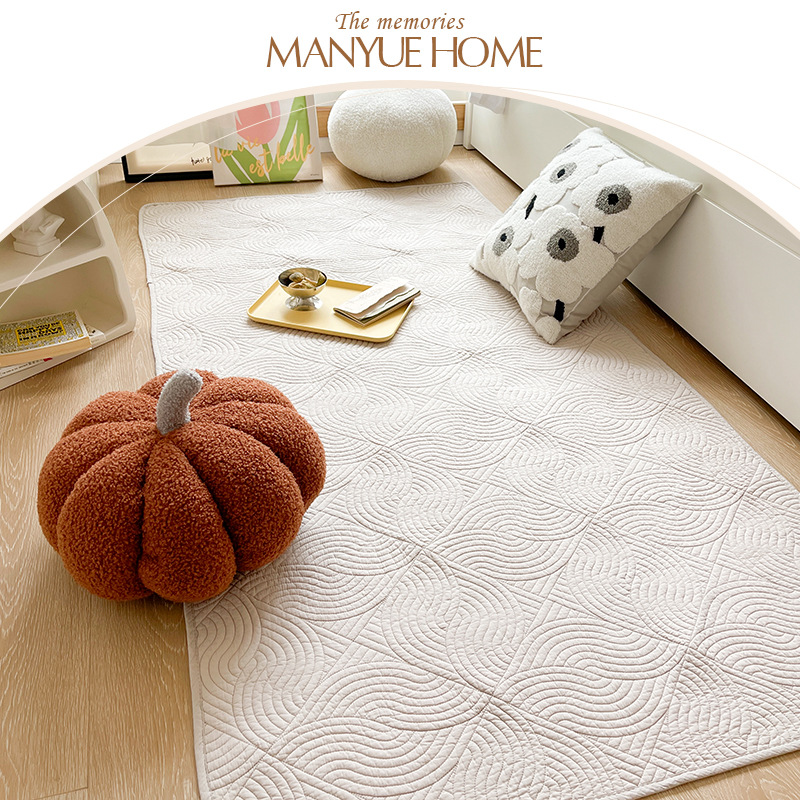 Solid color creamy cotton carpet for bed